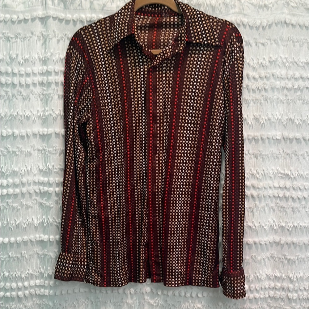 Brown and Red Polka Dot Shirt. Vintage EUC